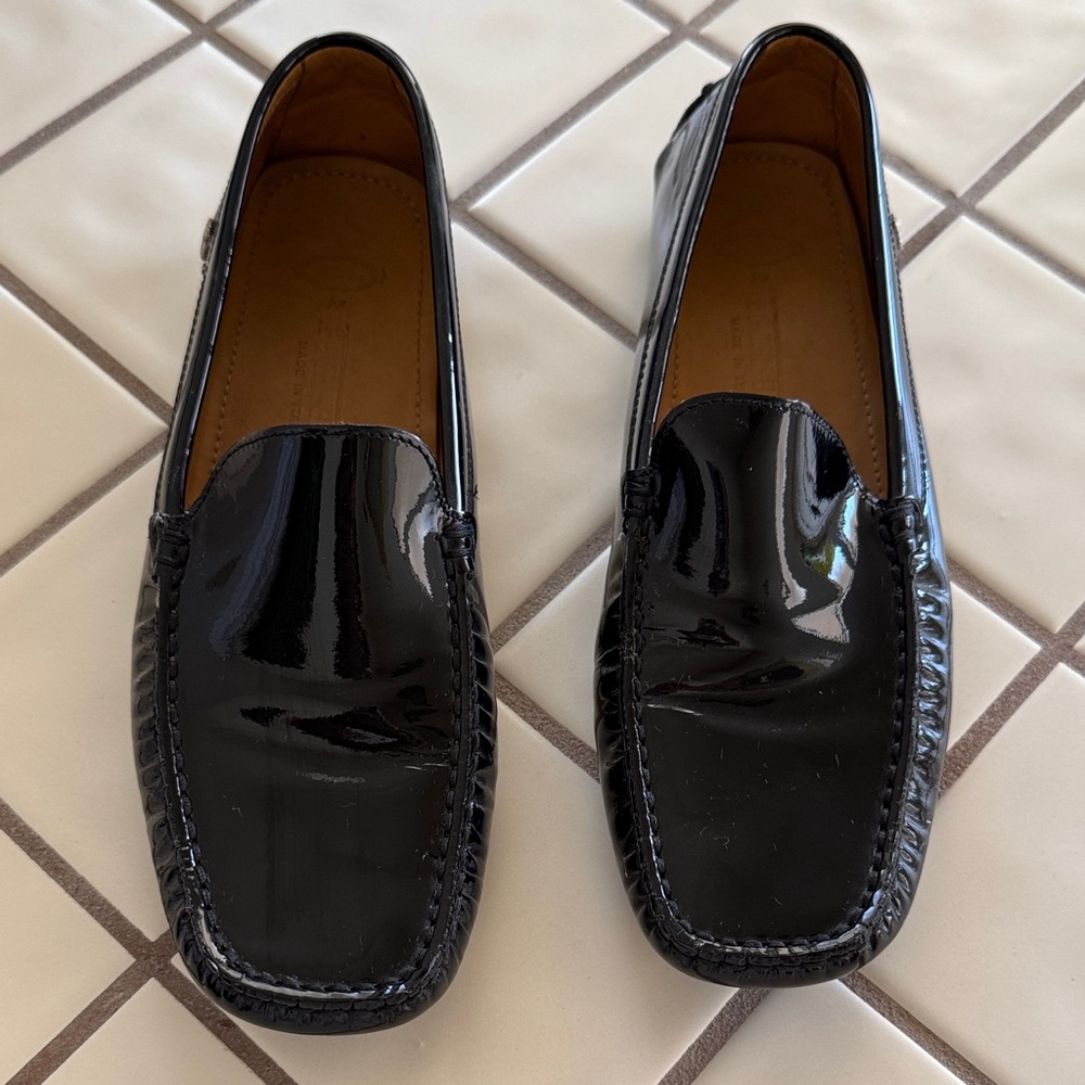 Tod's Black Patent Leather ferrari Loafers